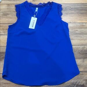 Pretty royal blue work top with lace detail
